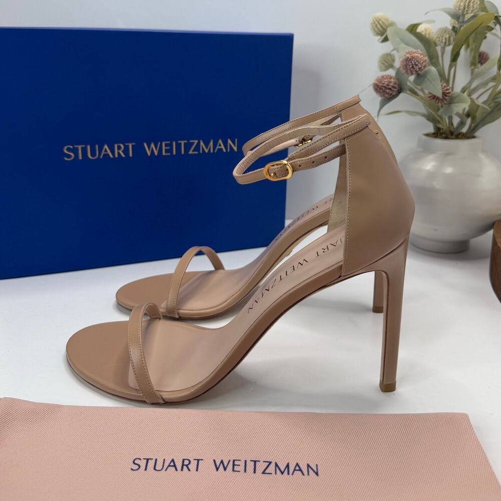 Stuart Weitzman Nudistsong Calf Leather Ankle Strap Sandal Adobe Women 11B